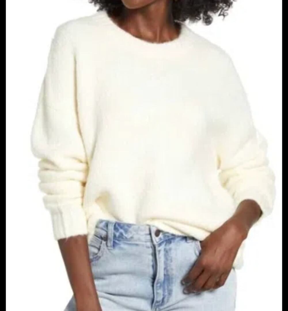 Cotton Emporium Light Yellow Ribbed Knit Sweater Cozy Chunky Cottagecore L NWOT